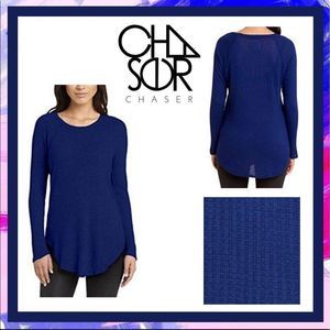 Chaser Blue Waffle Knit Thermal Top Size L